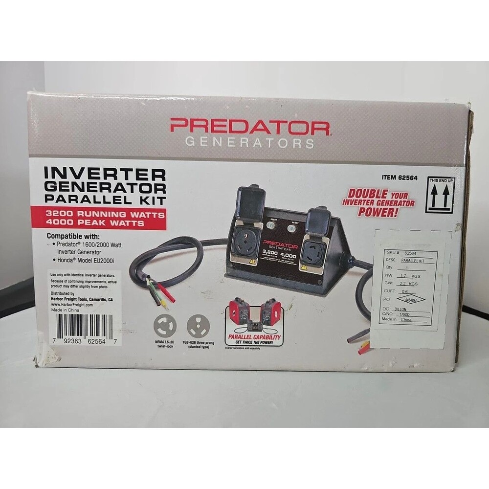 Predator Inverter Generator Parallel Kit, Item 62564 3200 Running, 4000 Peak NEW